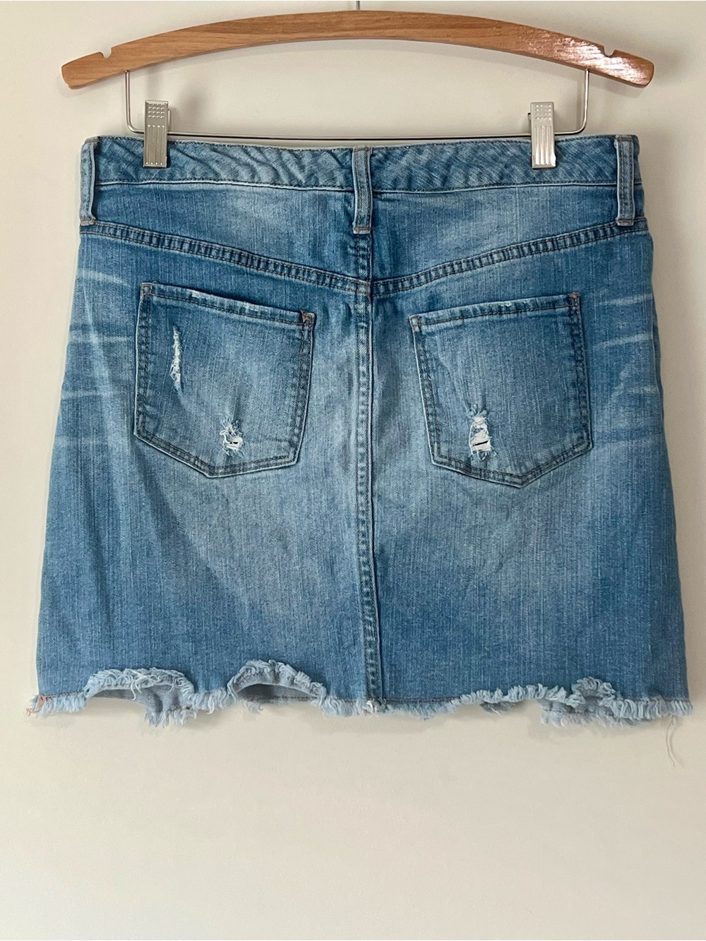 Light Blue Distressed Denim Mini Skirt - Picture 6 of 8
